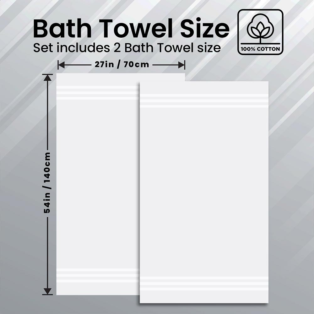 Bath Towels Set of 2 (70x140 cm) – 100% Soft Ring-Spun Cotton, Ultra Soft & Highly Absorbent Towels for Spa, Gym, Hotel & Everyday Bathroom Use - Shadow Grey