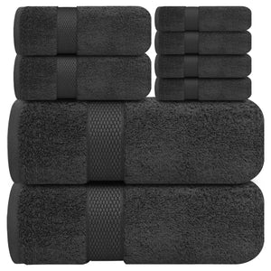 Infinitee Xclusives Premium Kitchen Towels - Pack of 6, 100% Cotton 15 x 25  Inches Absorbent Dish Towels - 425 GSM Tea Towel, Black Kitchen Towels