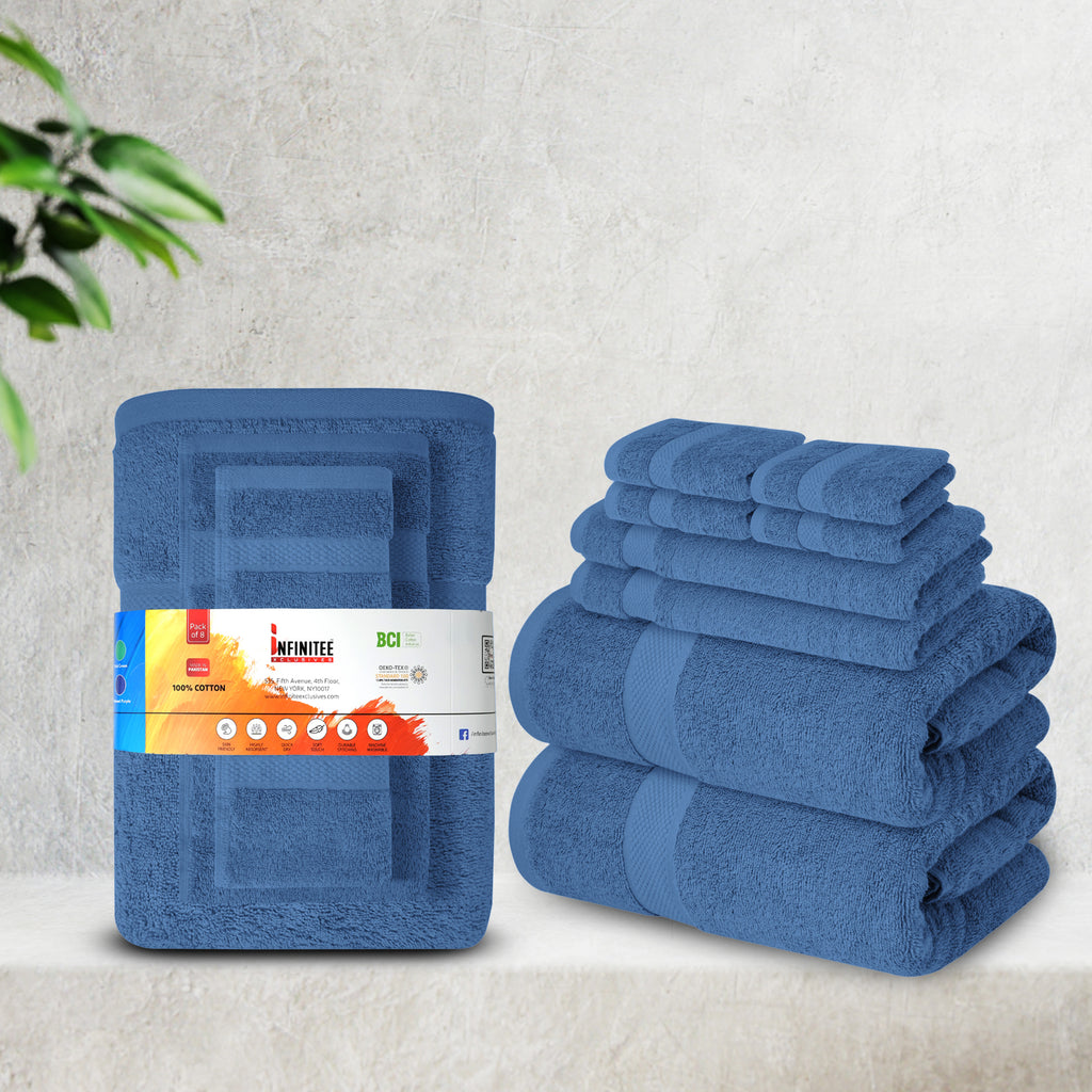Infinitee Xclusives Luxury Blue Bath Towels (4 Pack 27x54inches