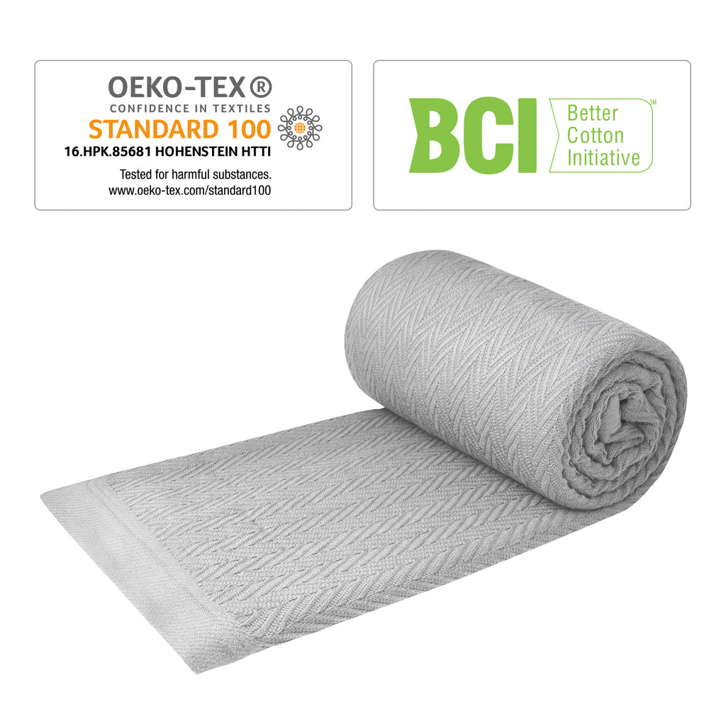 Infinitee Xclusives 100% Cotton Thermal Blanket- Soft Cozy Premium Breathable Blankets 300 GSM- Ideal for Layering Any Bed