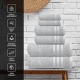 Premium Turkish Cotton Bath Towels Set - [Pack of 6] 100% Turkish Cotton Highly Absorbent 2 Bath Towels, 2 Hand Towels and 2 Washcloths - Luxury Hotel & Spa Quality Bath Towels for Bathroom by Infinitee Xclusives