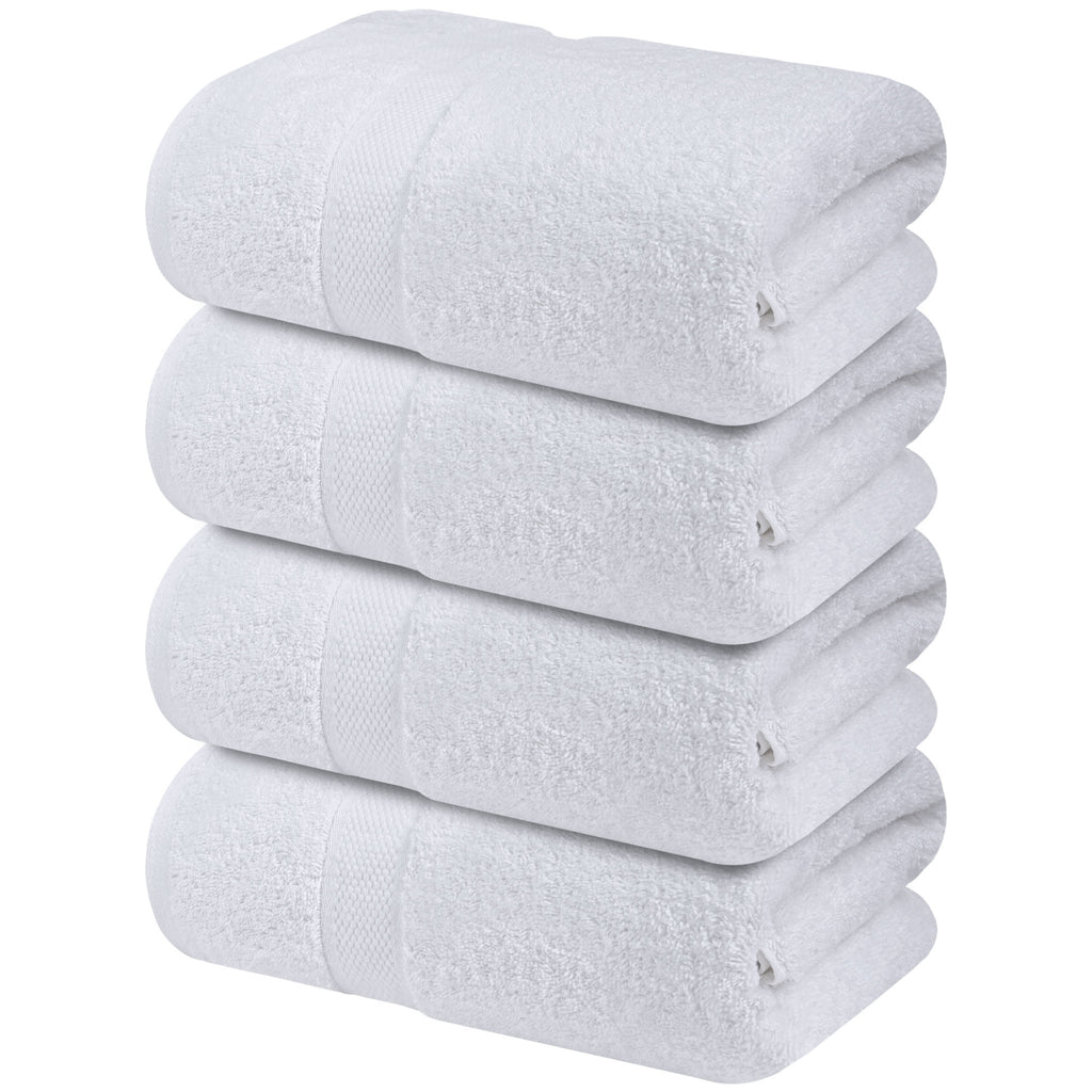 Infinitee Xclusvies White Bath Towels Large - 700 GSM 100% Cotton Towel Set  27x54 Pack of 4 – Highly Durable and Absorbent - Hotel and Spa Quality