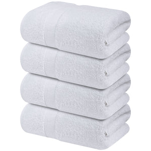 Infinitee Xclusvies White Bath Towels Large - 700 GSM 100% Cotton Towel Set 27x54 Pack of 4 – Highly Durable and Absorbent - Hotel and Spa Quality Towels Collection