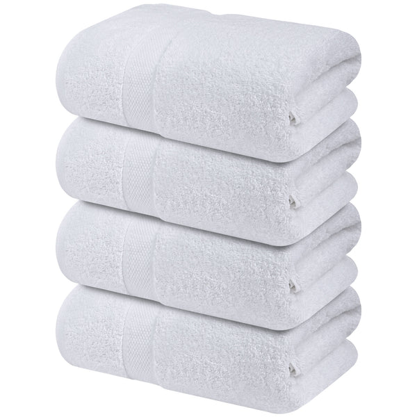 Infinitee Xclusvies White Bath Towels Large - 700 GSM 100% Cotton Towel Set 27x54 Pack of 4 – Highly Durable and Absorbent - Hotel and Spa Quality Towels Collection