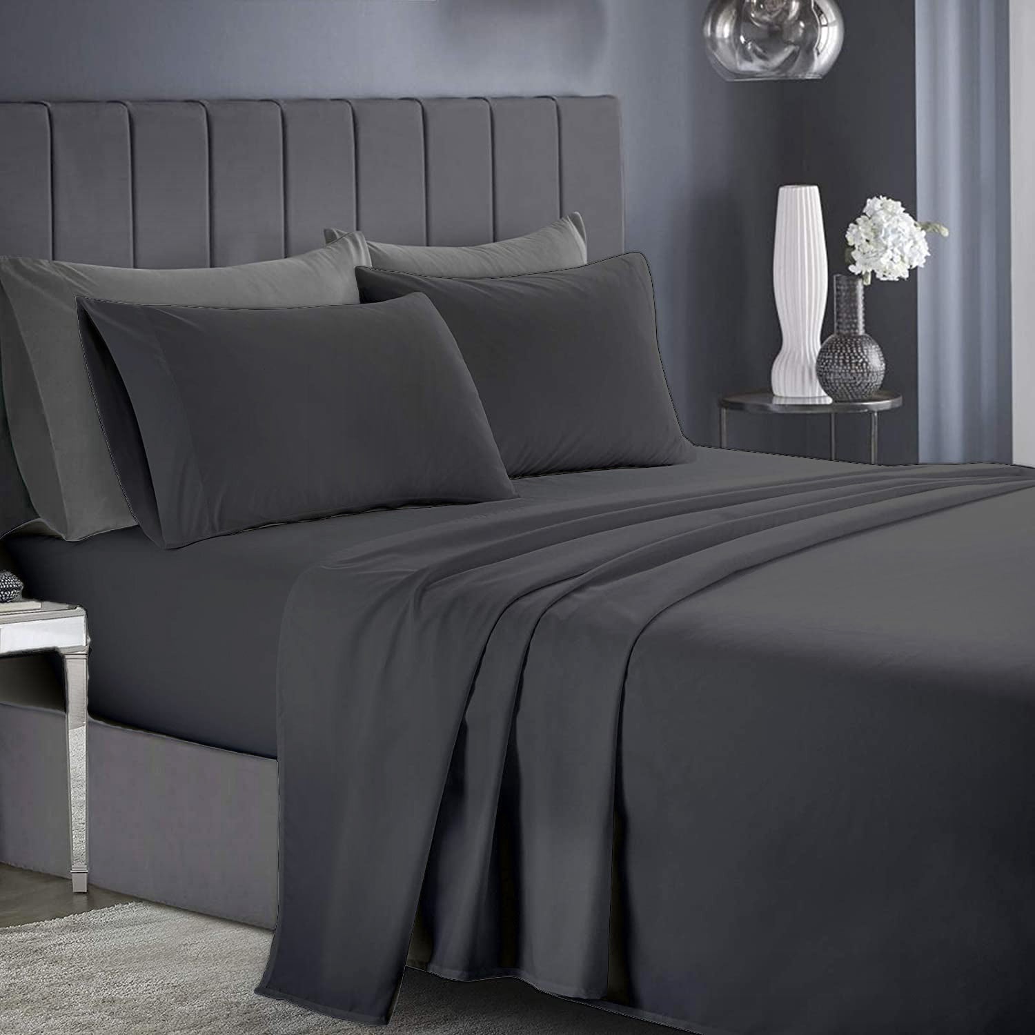 Sheet Set - 4 Piece Bed Sheets - Soft Brushed Microfiber Fabric - 16 Inches Deep Pockets Sheets Wrinkle Free & Fade Resistant