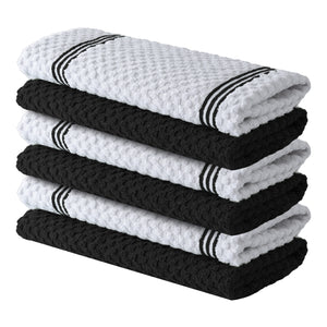 100% Ring Spun Kitchen Towels Rugged Grey Pack of 6 -15 x 25 Inches, Cotton Super Absorbent and Soft Dish Towels, Tea Towels and Bar Towels