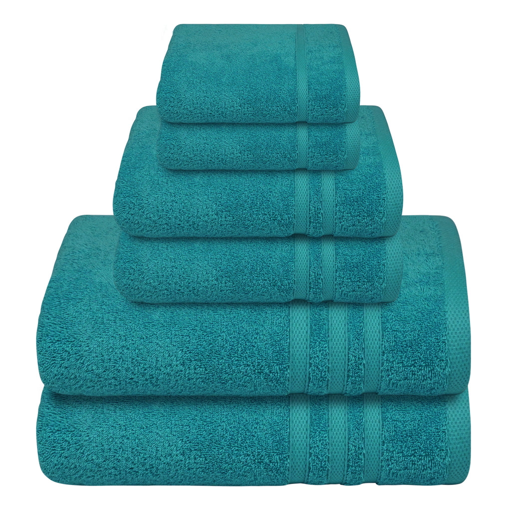 6 Piece Towel Set, 2 Teal Bath Towels, 2 Teal Hand Towels, 2 Teal wash Cloth,  Cotton Towels for Bathroom, Luxury Soft and Absorbent Bathroom Towels, Blue  Teal Towel Sets