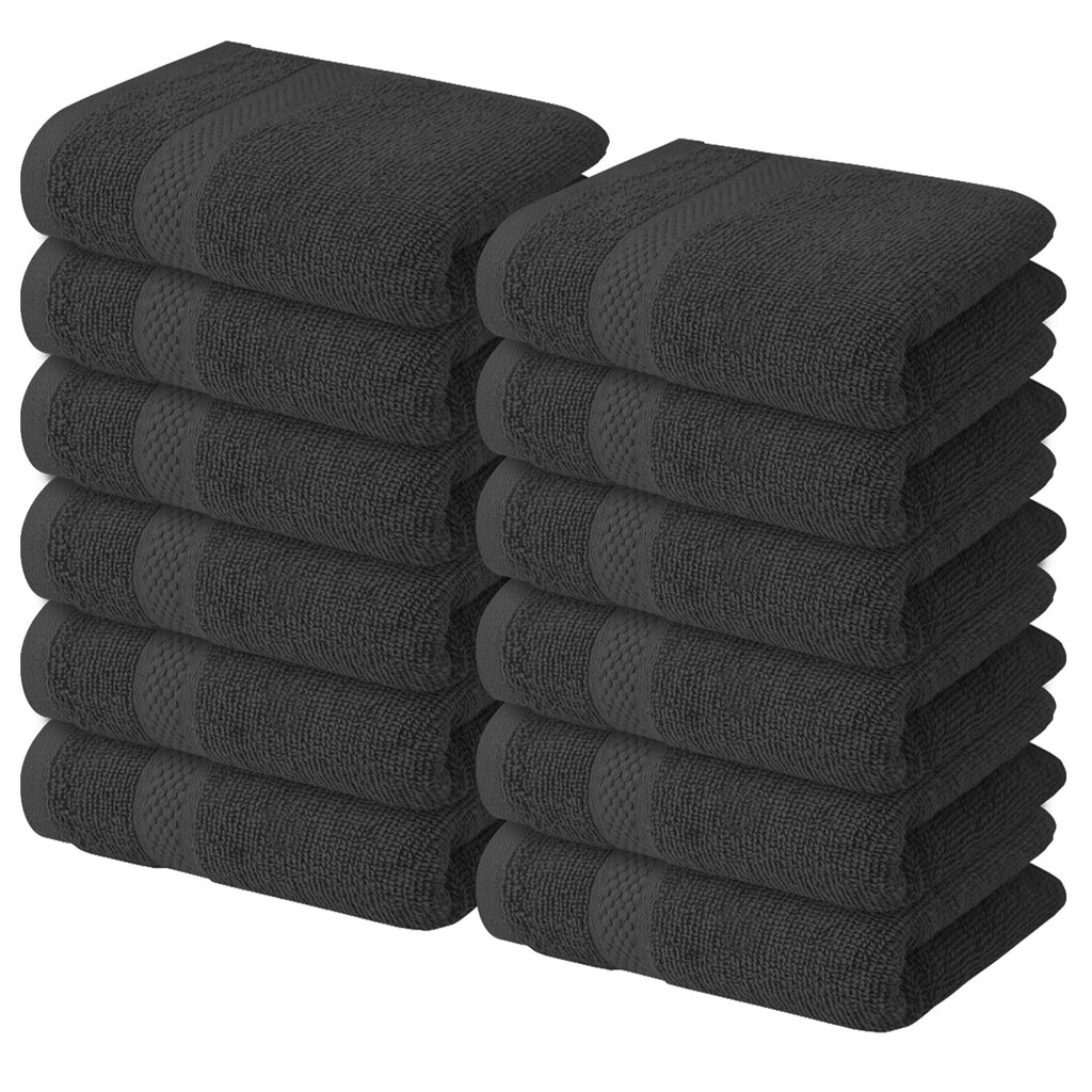 Black Washcloths, 13x13 Premium