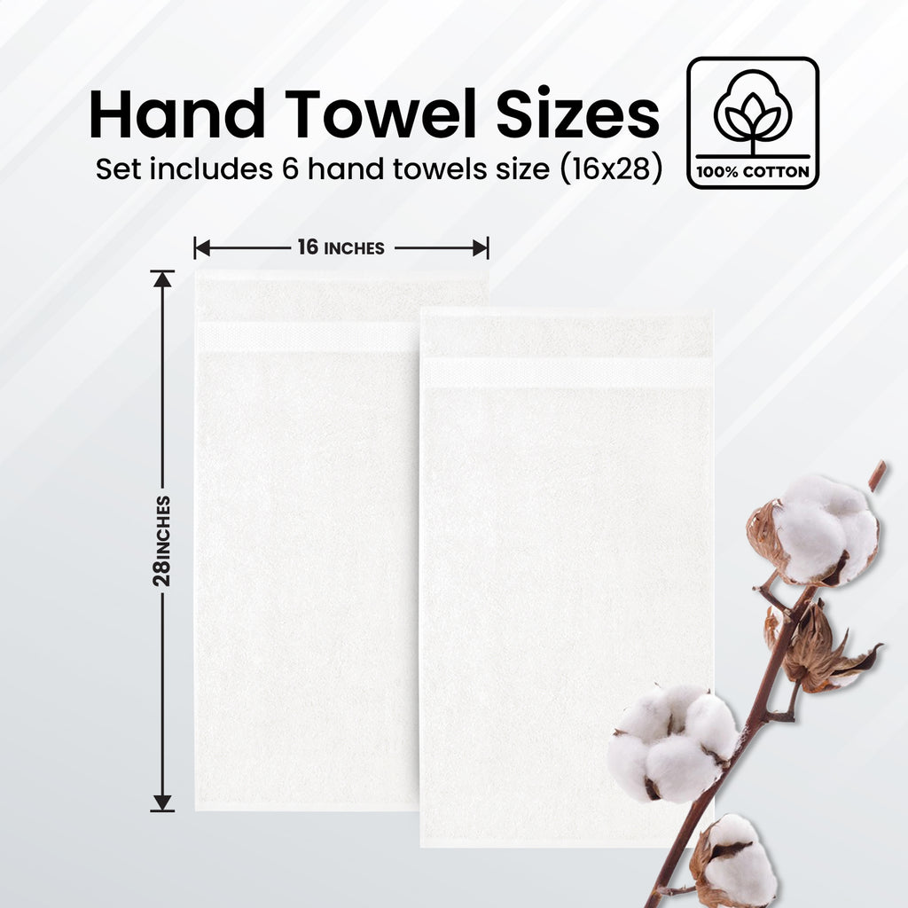 Premium Hand Towels - Pack of 6, 16x28 Inches Bathroom Hand Towel Set, Hotel & Spa Quality Hand Towels for Bathroom, Highly Absorbent and Super Soft Bathroom Towels